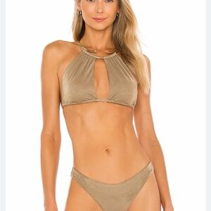 Beach Bunny Madison Metallic Gold Bikini S/M XS